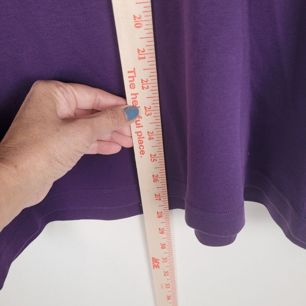 Land's End Men's 3 Button Long Sleeve Polo Traditional Fit Purple 100% Cotton L - Picture 3 of 7